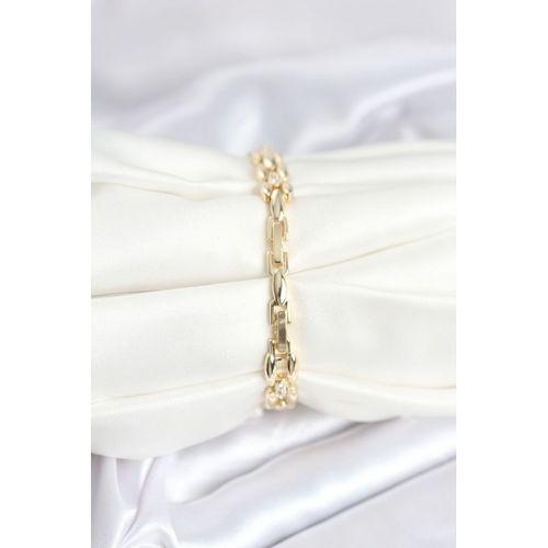 Pirinç Gold Renk Zincir Model Zirkon Taşlı Kadın Bileklik