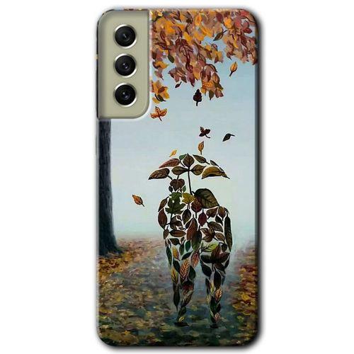 MRCİLETİSİM Samsung Galaxy S21 FE Kılıf Baskılı Kapak - Doğadan Aşk + 5D Tam Kaplayan Cam