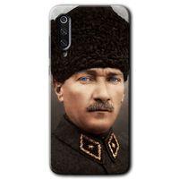 MRCİLETİSİM Xiaomi Mi 9 Kılıf HD Desen Baskılı Arka Kapak+Temperli Cam - Başkomutan Atatürk