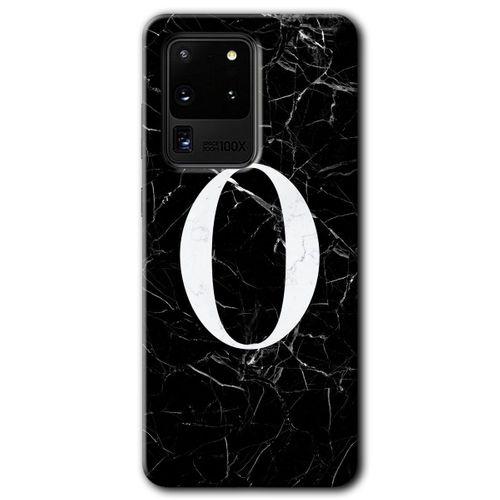 Samsung Galaxy S20 Ultra Kılıf HD Desen Baskılı Arka Kapak - Siyah Mermer Desenli O Harfi