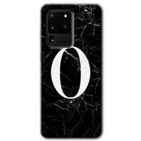 Samsung Galaxy S20 Ultra Kılıf HD Desen Baskılı Arka Kapak - Siyah Mermer Desenli O Harfi
