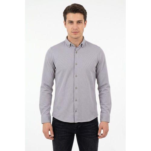 Erkek Spor Slim Fit Uzun Kol Petek Dokulu Gömlek BGL-ST05483