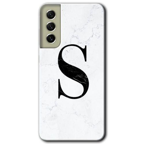 Galaxy S21 FE Kılıf HD Desen Baskılı Arka Kapak - Beyaz Mermer Desenli S Harfi
