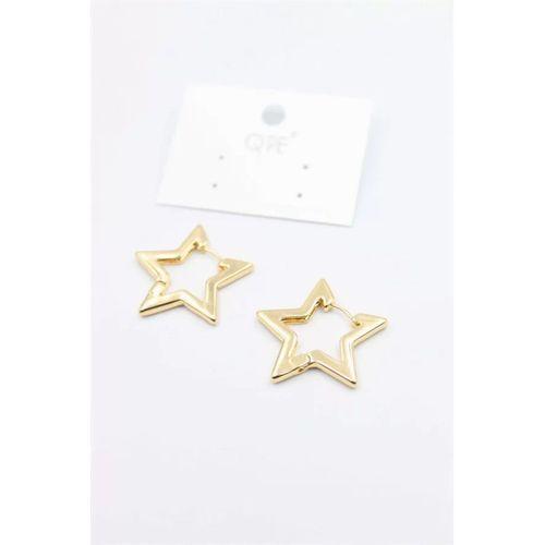 Metal Yıldız Küpe - Altın