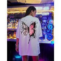 Pilelistore Unisex Baskılı Oversize T-Shirt - Beyaz