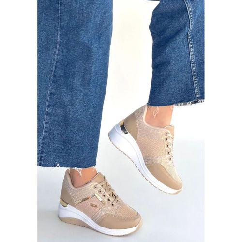 Geja Bej Cilt Bağcıklı Spor Ayakkabı