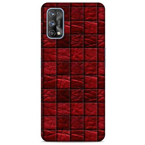 Oppo Realme 7 Pro Kılıf Patchwork (12) Koruyucu Silikon Kırmızı Bordo