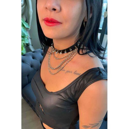 Çivi ve Zincir Detaylı Şık Anne - Kedi Choker Set
