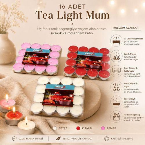 Renkli Yuvarlak Tea Light Mum 16'lı