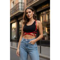 Kırmızı Kadın Kemer Deri Çapraz Halkalı Gövde Aksesuarı - Brf204