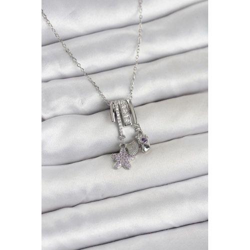 316L Çelik Gümüş Zirkon Taşlı Deniz Tema Charmlı Kadın Kolye