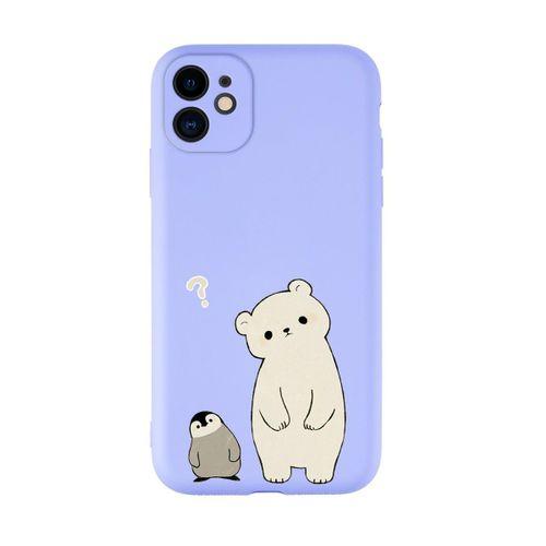 iPhone 11 Uyumlu Penguen Ayıcık Desenli Kamera Korumalı Lansman Kılıf Premium Silikonlu