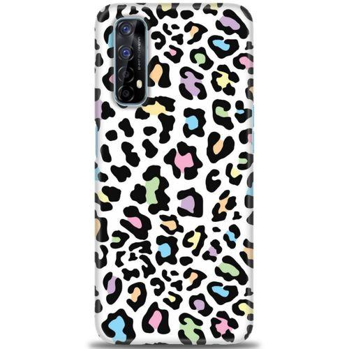Realme 7 Kılıf HD Baskılı Kılıf - Renkli Leopar + Tam Ekran Koruyucu