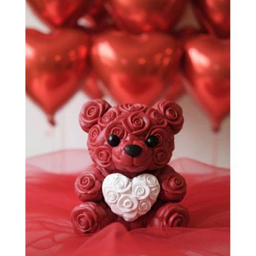 3d Baskı Kalpli Ayıcık 10cm Romantik Masaüstü Dekor