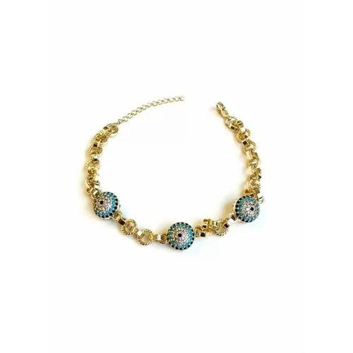 Taşlı Nazar Bileklik - Altın