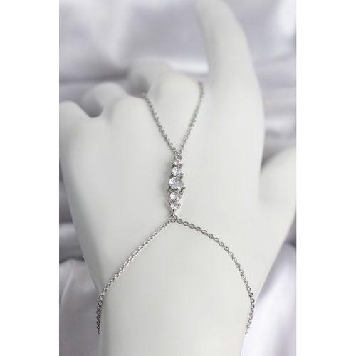 Pirinç Gümüş Renk Zirkon Taşlı Kadın Şahmeran