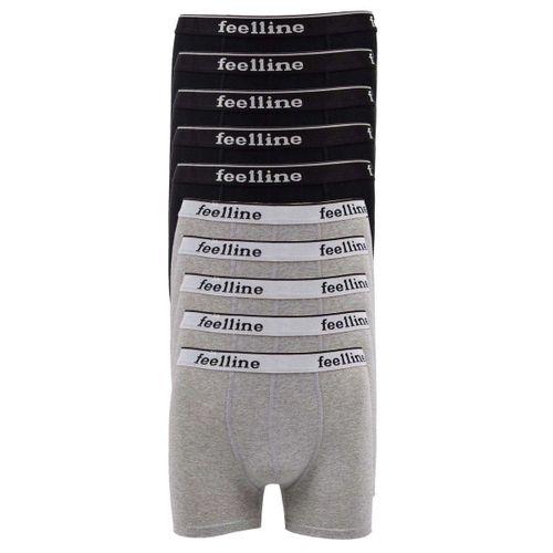 10 adet Feelline Siyah ve Gri Pamuklu Doğal Likralı Erkek Boxer