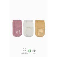Bistyle Basic Kaymaz Penye Soket Çorap 3'Lü BS10106 Pudra Ekru Somon