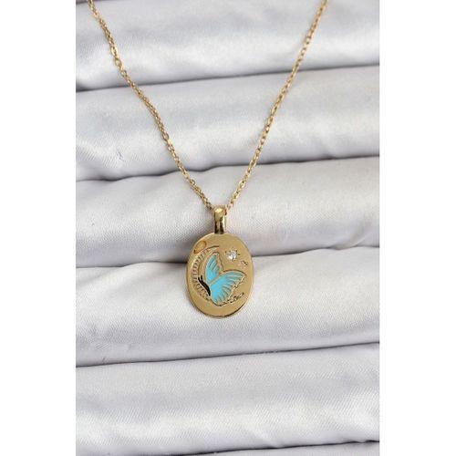 316L Çelik Zincir Gold Renk Kelebek Figür Kadın Kolye