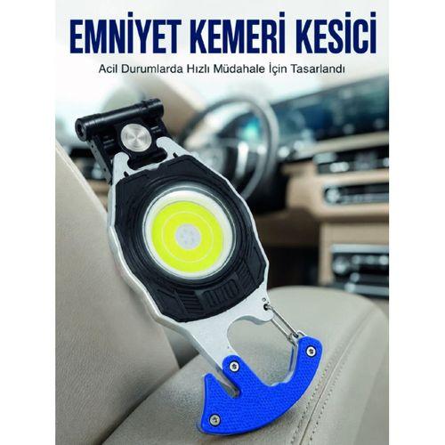Acil Durum Feneri Elektronik Çakmak Tornavida Ve Emniyet Kemeri Kesicili Taşınabilir El Feneri