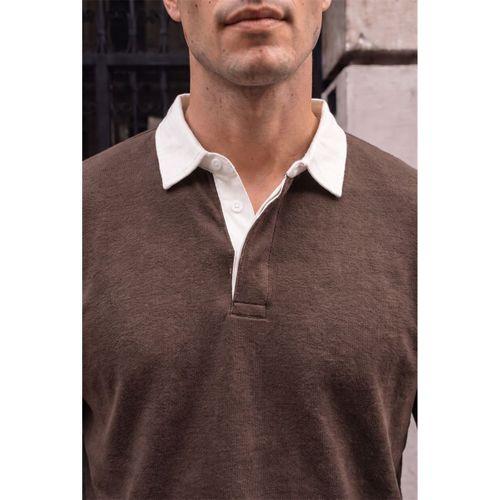 Luis Polo Yaka Selanik Örme Kumaş Erkek Sweatshirt - Kahve