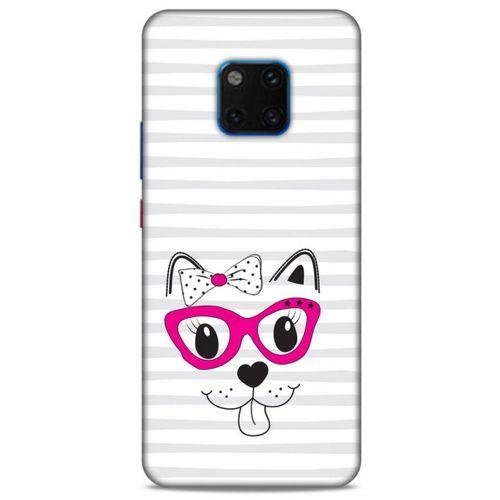 Lopard Huawei Mate 20 Pro Uyumlu Kılıf Kediler (16) Kalın Kılıf Fuşya Gözlük