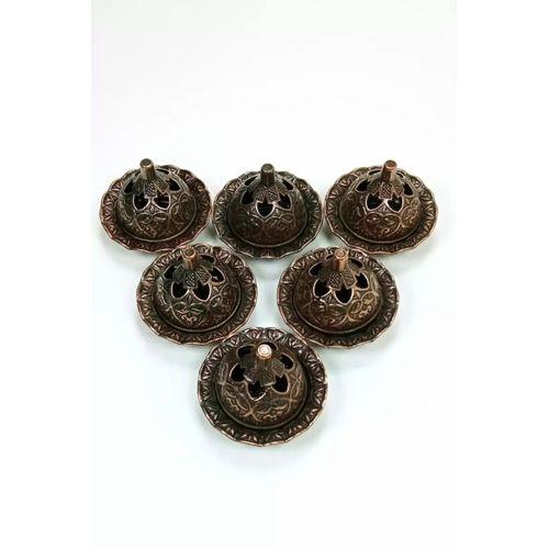 6 Lı Mini Eskitme Osmanlı Temalı Koyu Renk Lokumluk Sunum