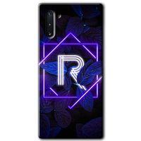 Galaxy Note 10 Kılıf HD Desen Baskılı Arka Kapak - Dark Neon Yaprak R Harfi