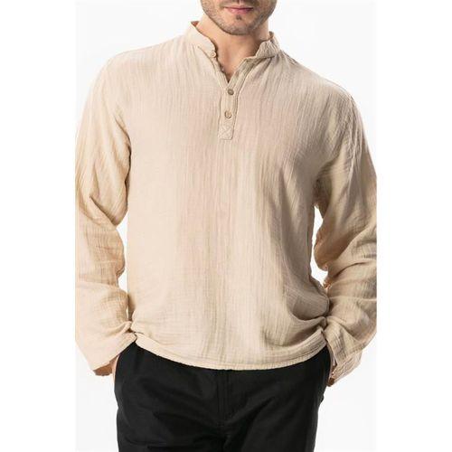 Uzun Kol Hakim Yaka Müslin Yazlık Sweatshirt Bej Bej