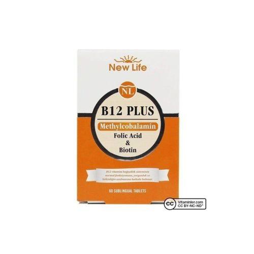 Newlife B12 Plus - 60 Dilaltı Tablet - B12 Vitamini, Folik Asit