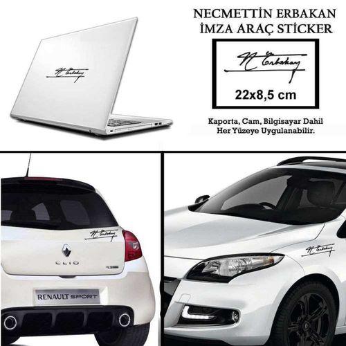 Necmettin Erbakan İmza Araç Sticker - Araç Oto Sticker -araç Aksesuar - 22x8,5 Cm