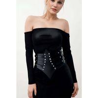 Perçin Detaylı, Şık Elbise Üzeri Deri Korse Kemer, Elbise Kemeri - Brf1087