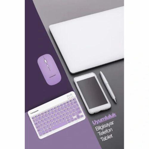 Mor Kablosuz Klavye Ve Mouse Seti
