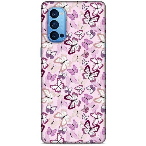 Oppo Reno 4 Pro Kılıf Kelebek Etkisi (2) Kabı Mor Beyaz