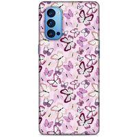 Oppo Reno 4 Pro Kılıf Kelebek Etkisi (2) Kabı Mor Beyaz