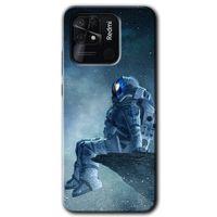 MRCİLETİSİM Xiaomi Redmi 10C Kılıf HD Desen Baskılı Arka Kapak + Temperli Cam - Astronot Yalnızlığı