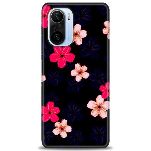 Xiaomi Mi 11i Kılıf HD Baskılı Kılıf - Pembe Mavi Çiçekler + Tam Ekran Koruyucu
