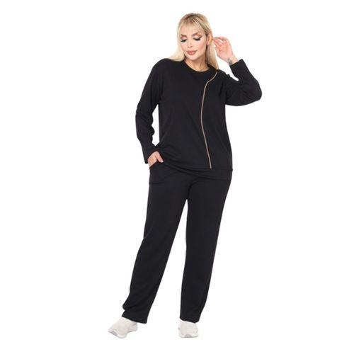 Melsay Butik Büyük Beden Siyah Kahve Çizgi Detay Modal Kadın Eşofman Takımı
