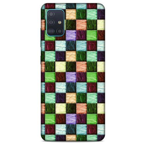 Samsung Galaxy A51 Kılıf Patchwork (6) Silikon Kılıf Su Yeşili