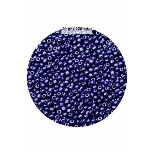 Lacivert Renk 4 mm Yaklaşık 220 adet/20 gram Cam Boncuk Oya Yazma Bileklik ve Kolye