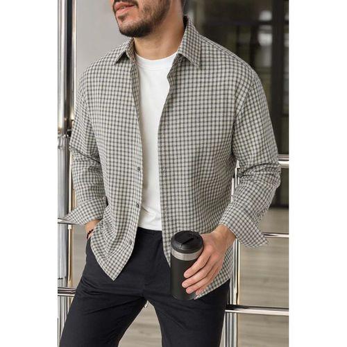 Jonas Ekose Küçük Kareli Relaxed Fit %100 Pamuklu Flanel Kumaş Erkek Gömlek - Yeşil