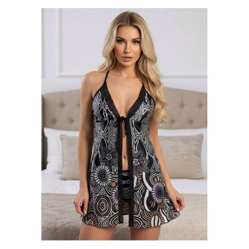 Desenli Saten Gecelik