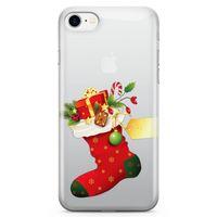 Apple iPhone 7 Kılıf Kırmızı Çorap Arka Kapak Koruma Desenli Full Koruyucu