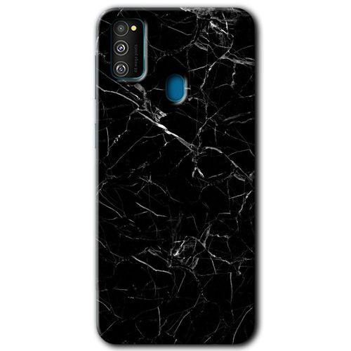 Potkal Hediye Fabrikası Samsung Galaxy M21 Kılıf HD Desen Baskılı Arka Kapak - Siyah Mermer