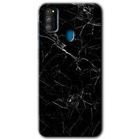 Potkal Hediye Fabrikası Samsung Galaxy M21 Kılıf HD Desen Baskılı Arka Kapak - Siyah Mermer