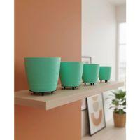 4’lü 3d Modern Yeşil Vazo Seti Dekoratif Ayaklı Saksı Takımı