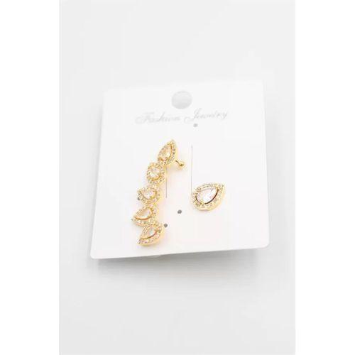 Taşlı Kıkırdak Küpe - Altın