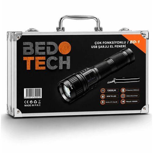 Bedotech Bd-3 30w Tg Led Alüminyum Alaşımlı Zoomlu Type-c Analog Pil Göstergeli Şarjlı El Feneri