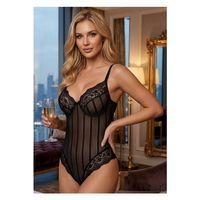 Siyah Çizgili Bodysuit - 876