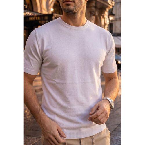 Kwon Bisiklet Yaka Basic Kısa Kollu İnce Triko Erkek T-Shirt - Ekru